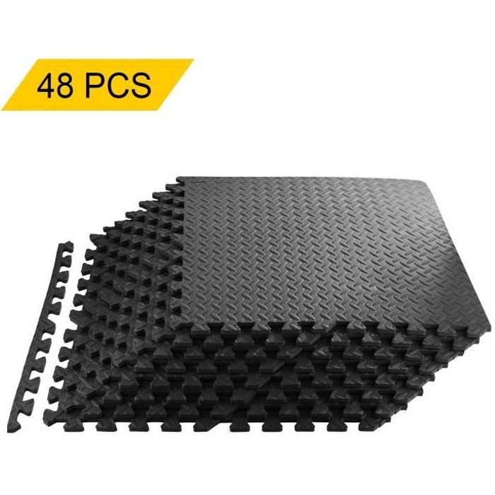 48pcs Tapis de Protection de Sol Tapis Puzzle en Mousse EVA Tapis Mousse de Sol Tapis de Gym Matelas Puzzle Ensemble Individuelles