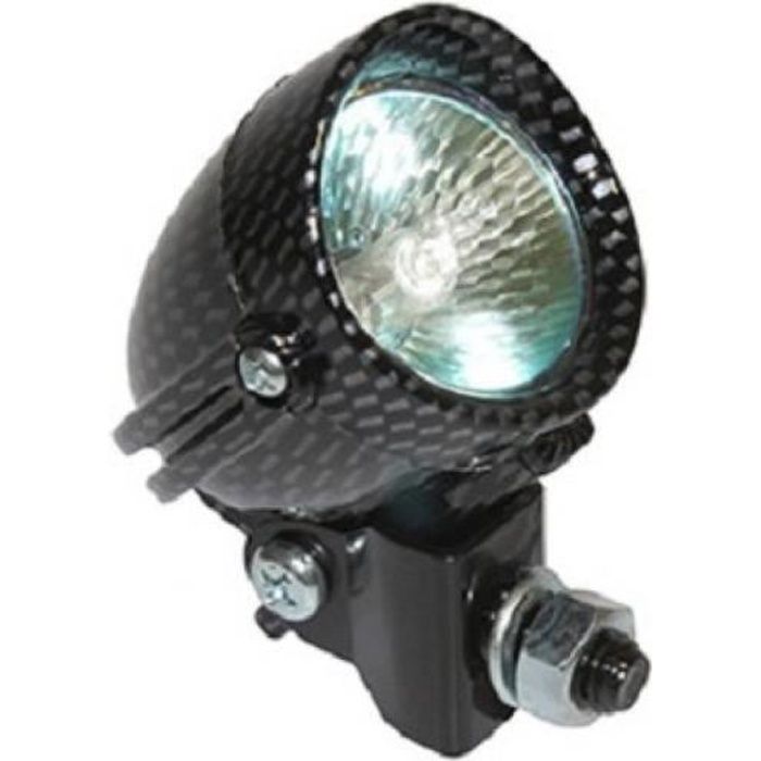 Feu halogène orientable 12V 20W Replay coloris carbone moto 50 à boite mob