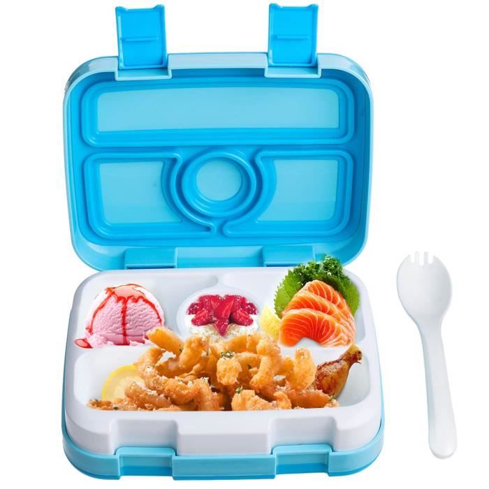 Lunch Box Enfants Boite Bento avec 4 Compartiments Une cuillère Boîte à Repas pour nourriture Boîte de Rangement des Aliments