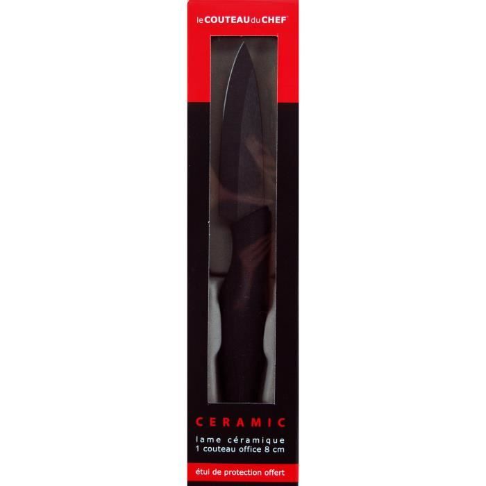 Tarrerias Bonjean 442900 Le Couteau du Chef 1 Couteau d'office Lame Céramique Noire 8 Cm Manche Ergonomique Soft Touch