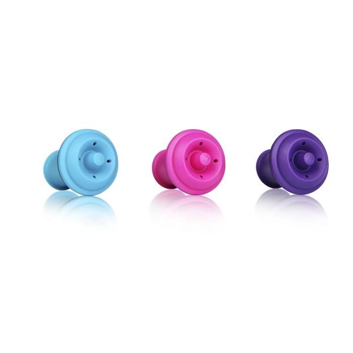 3 bouchons à vide VacuVin couleur