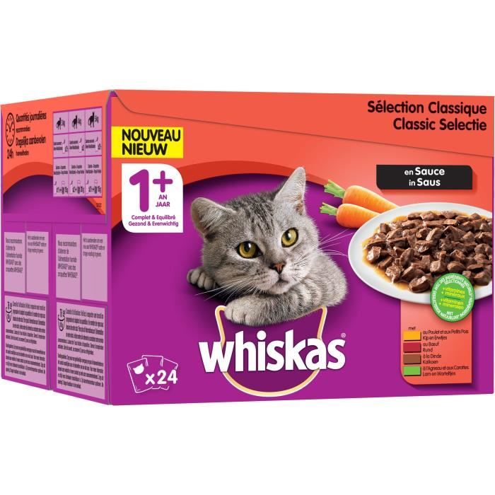WHISKAS Viandes en sauces - Pour chat - 24X100G
