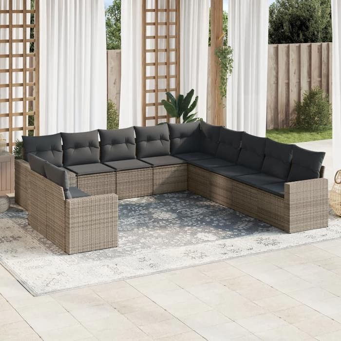 Salon de jardin vidaXL 11 pièces avec coussins