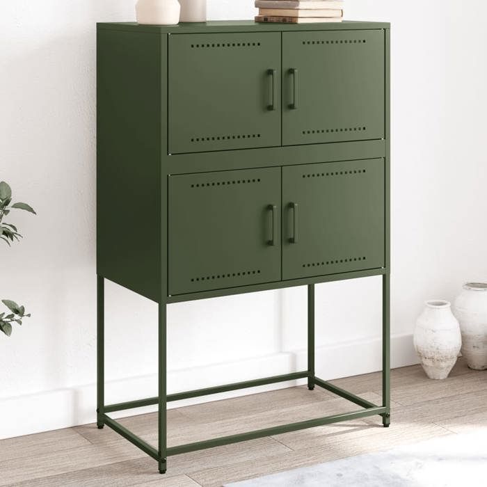 vidaXL Buffet vert olive 685x385x107 cm acier armoire armoire latérale armoire de rangement armoire placard buffet 846486
