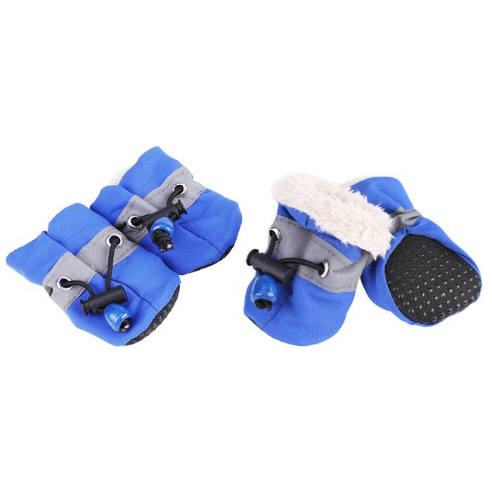 Meilleurs prix pour Lot de 4 chaussures antidérapantes pour chien, bottes, chaussettes pour chien, en coton doux, rembourrées, bleu #4