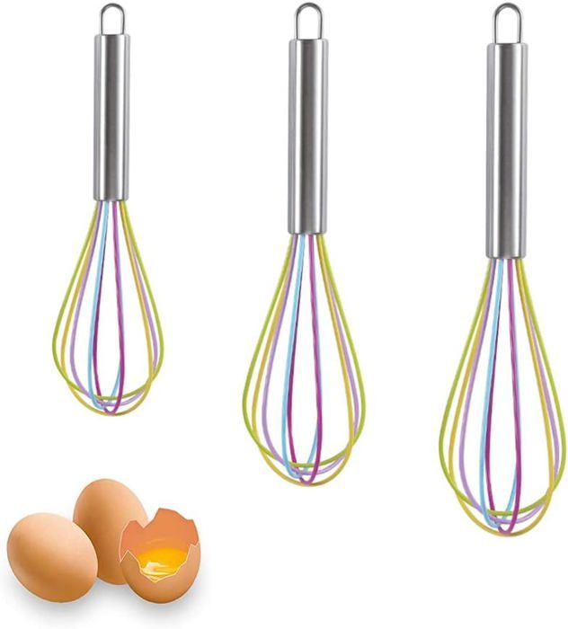 Lot De 3 Fouets En Silicone Cheeroyal - 8, 10, 12 Pouces - Colorés