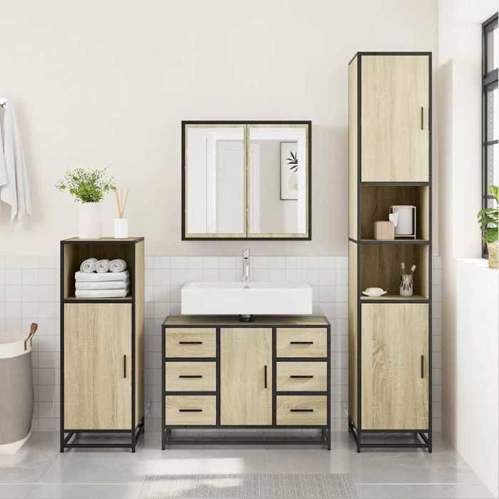 vidaXL Armoire lavabo de salle de bain chêne sonoma bois dingénierie 849280