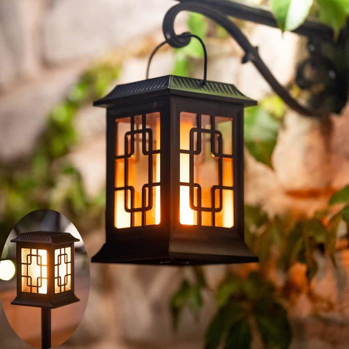Lumiere Solaire Exterieur Deux Modes de Fonctionnement Clignotant/Chaud Torche Solaire Jardin
