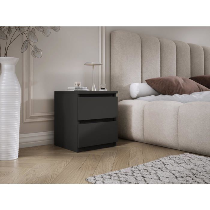 Table de chevet avec deux tiroirs 45 × 36 × 36 cm – noir