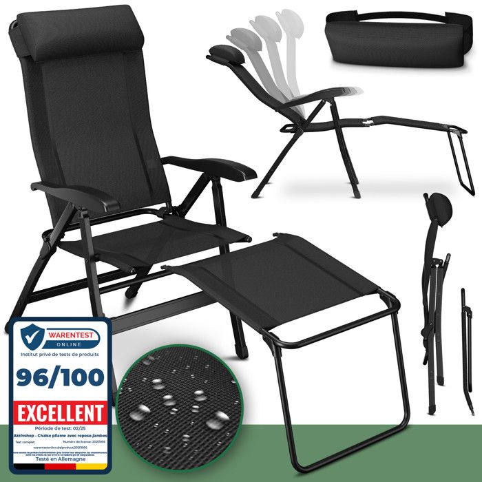 tectake® - Set de 2 chaises pliantes - Chaises de jardin en aluminium - Pliables avec