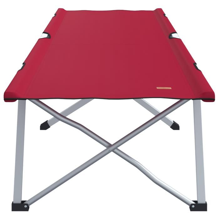 (ON SALE)Meuble de jardin - Lit de camping pliant Rouge Métal et tissu Standard Pliable 63100