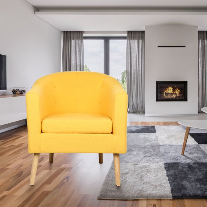 MIPAN. Fauteuil Cabriolet - Fauteuil avec Accoudoirs - Canapé avec Dossier Siège Rembourré Pour Salon Chambre Bureau - Jaune