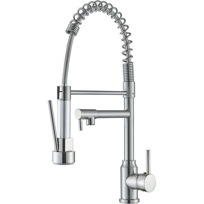 Robinet Cuisine avec Douchette - Mitigeur Cuisine- Extensible Rotation 360° 2 Modes de Pulvérisation Monocommande Mitigeur dévier