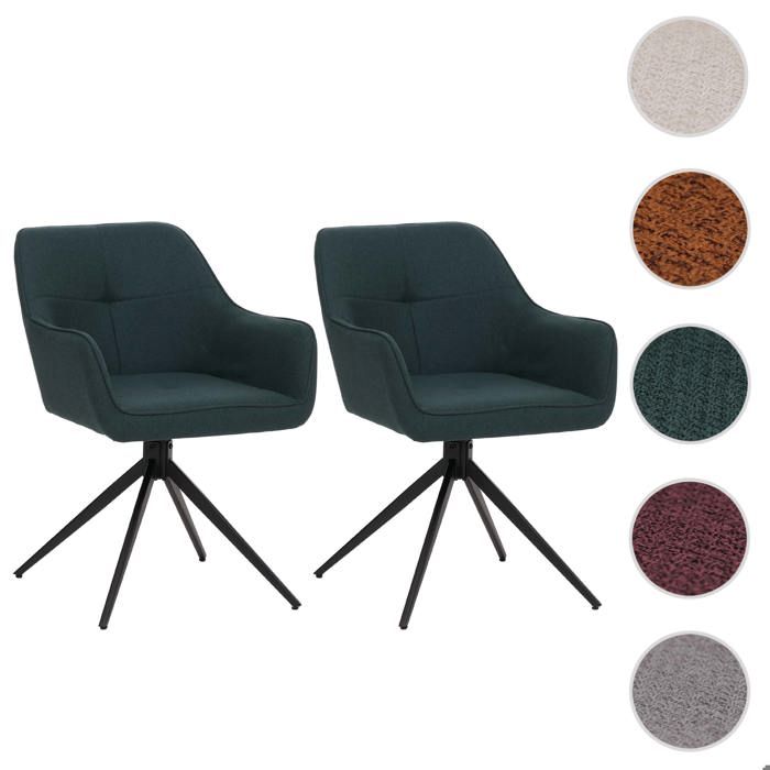 Lot de 2 chaises de salle à manger MCW-O47 270 g/m² vert pétrole