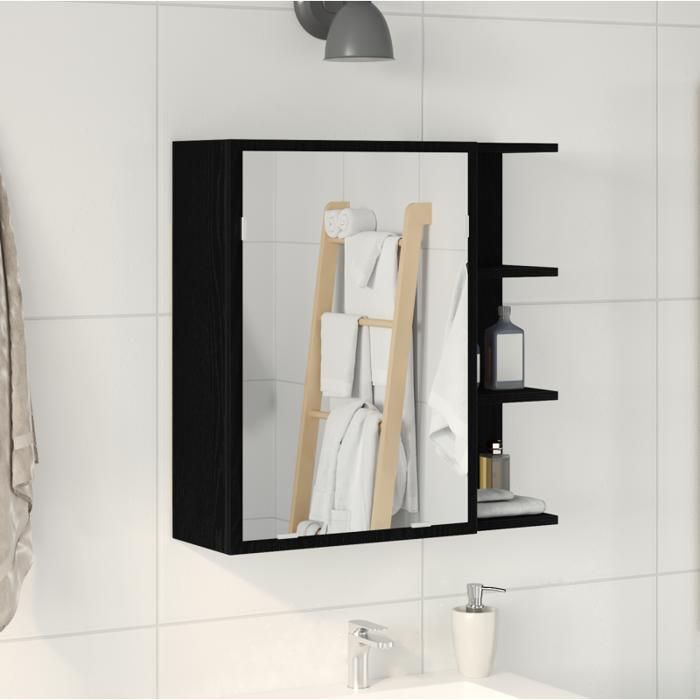 Armoire Miroir - Chêne Noir - 625x205x64cm - Montage mural - Style contemporain