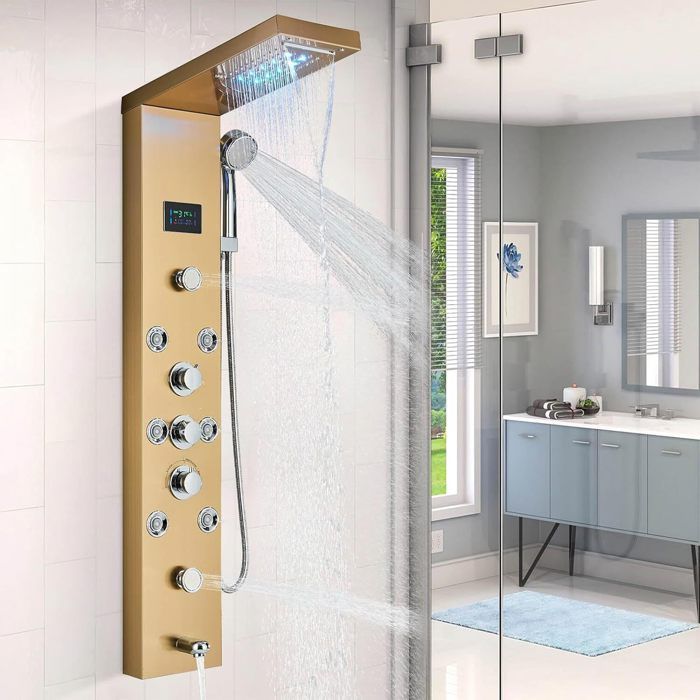 Colonne de douche 5 fonctions en acier inoxydable pour salle de bains 5