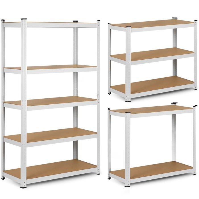Étagère de rangement - JANSHOP - Humberg 4841 - Métal - 150 x 75 x 30 cm - Blanc