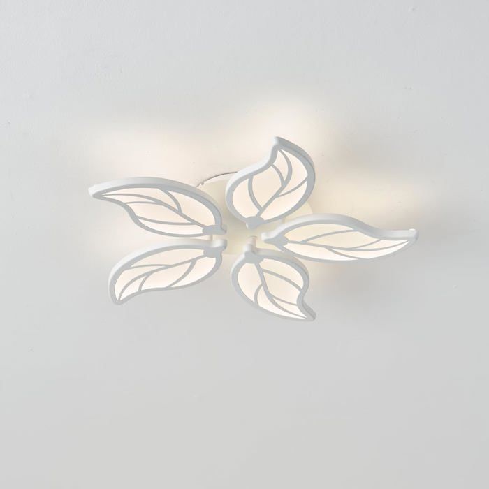 Plafonnier Led À Rosaces Peint En Plâtre Blanc Avec Ornement Floral Rond 30 Cm[H4245