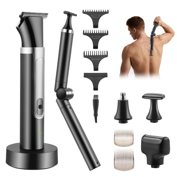Rasoir électrique pour le dos pour hommes 4 en 1 Rasoir pour Le Dos tondeuse pour hommes avec poignée pliable tondeuse à poils