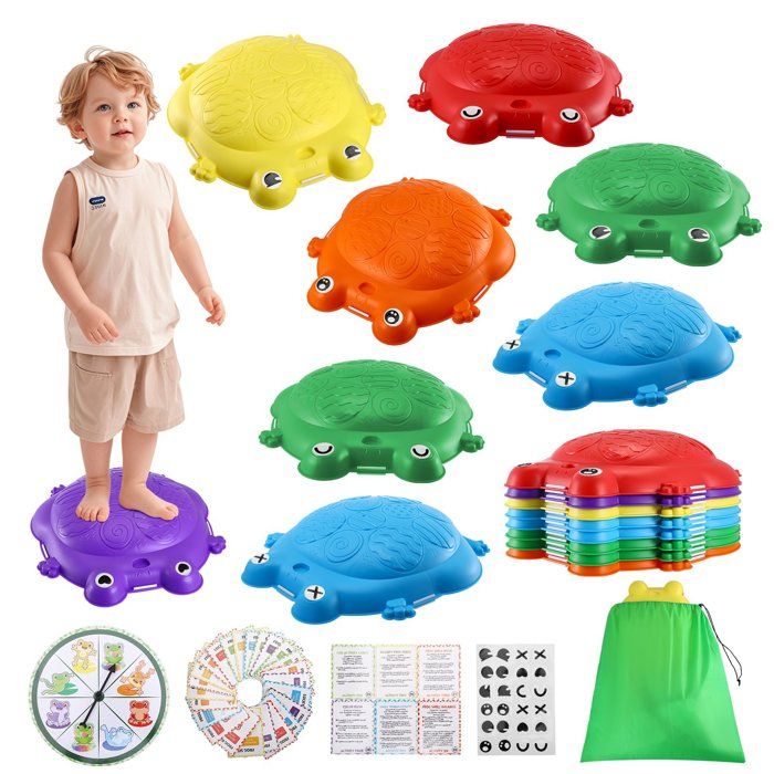 8 Pièces Pierres dÉquilibre pour Enfants Antidérapantes en Forme de Grenouille Parcours de Motricité pour Aire de Jeux