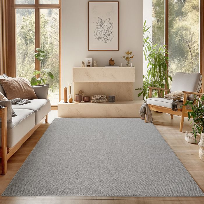 SIMPEX Tapis Salon 160x230 cm Gris Uni Bouclé Boucles Style Résistant Facile à Nettoyer Coin Canapé Chambre