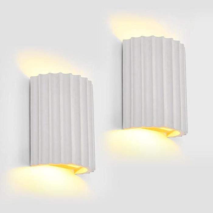 Diday 2x Applique Murale ModerneLED Lampe murale en Résine Abat-jour Designe Colonne Romaine Éclairage Murale Style NordiqueChaud