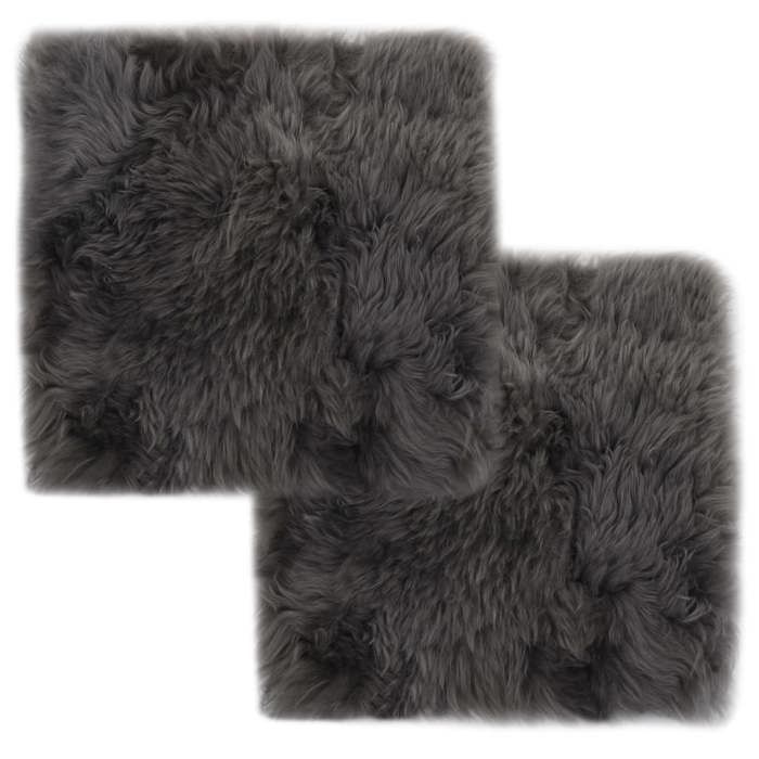 Coussins de chaise en peau de mouton - vidaXL - Lot de 2 - Gris clair - 40x40 cm - Peau de mouton véritable
