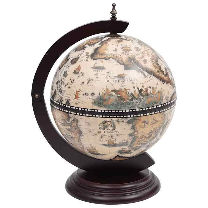 Bar globe en bois - vidaXL - Blanc et marron - Bois massif deucalyptus - 38x33x48 cm
