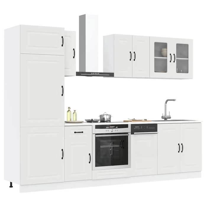 Ensemble darmoires de cuisine - vidaXL - 8 pièces - Kalmar - Blanc - Bois dingénierie - Pieds réglables