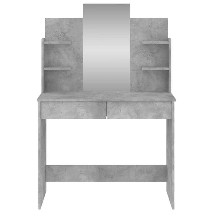 Black Week Coiffeuse pour Femmes - BURKE - avec miroir - gris béton 96x39x142 cm - CC158