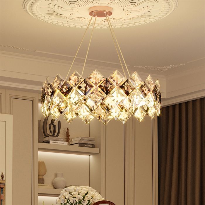 Lustre Cristal Modern - lustres Cristals LED avec 3 Températures de Couleur Pour Salle à Manger Cuisine Chambre Hôtel - 60 cm