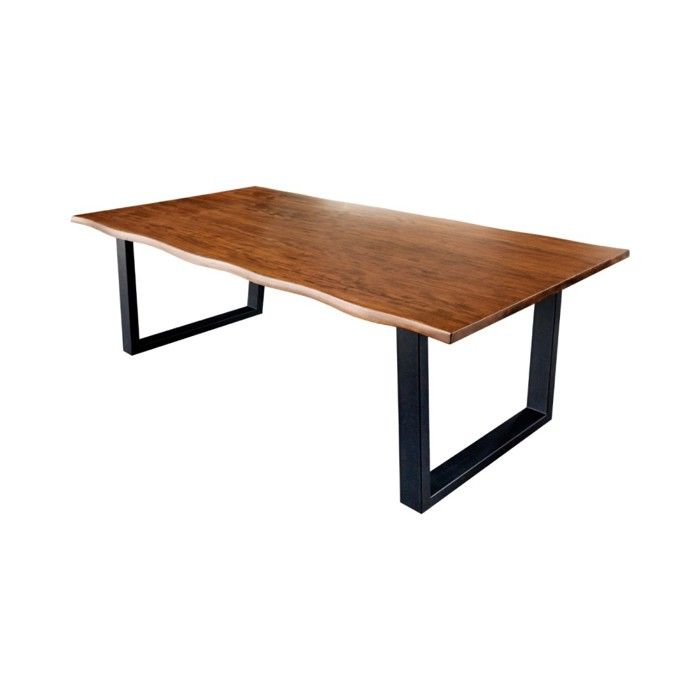 Table de salle à manger 200cm NALKO – Bois massif dacacia huilé et métal – Style industriel