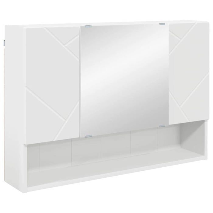 Armoire miroir salle de bain - vidaXL - Blanc - 80x17x55 cm - Bois dingénierie - Montage mural - 3 portes à charnières