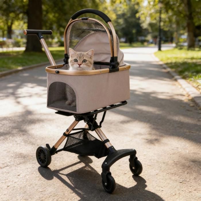 Meilleurs prix pour SUPFINE Poussette pour Chien et Chat 33×56×92cm Poussette pour Animaux Capacité de Charge 15 kg Porte-Animal Amovible Rose