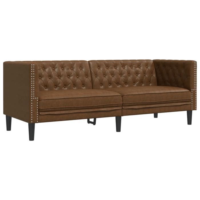 Canapé moderne CHIC Sofa Chesterfield à 3 places - Lit de salon - marron similicuir daim 194x74.5x70.5 cm SS1961