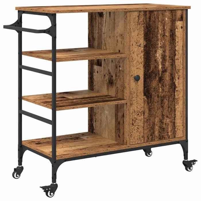 Saison Soldes Desserte de Restaurant - SARAZYJ - chariot cuisine - Bois ancien 87.5x39x84.5 cm MM11912