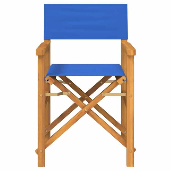 （SOLDES Dété）Chaise de metteur 1pc SHIELD chaise de balcon arrière-cour en scène pliante bleu bois teck massif 55x54x85cm 7403597