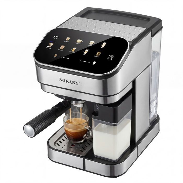 Machine à Espresso Automatique SK04043Écran tactile10 Fonctions1800W1.8L20barExtraction à chaud et à froid Nettoyage auto