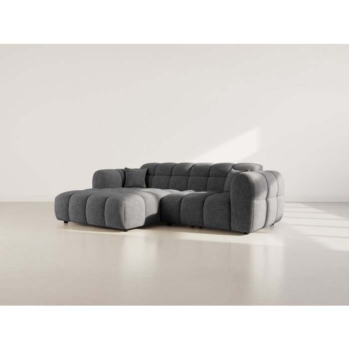 Mini Ray - Canapé dangle gauche 4 places en tissu texturé - Gris Anthracite