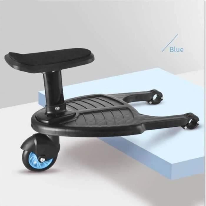 Marche Pied pour Poussette Mini Buggy Board Roue à 360 ° Planche Poussette Pédale Pliable (Bleu)