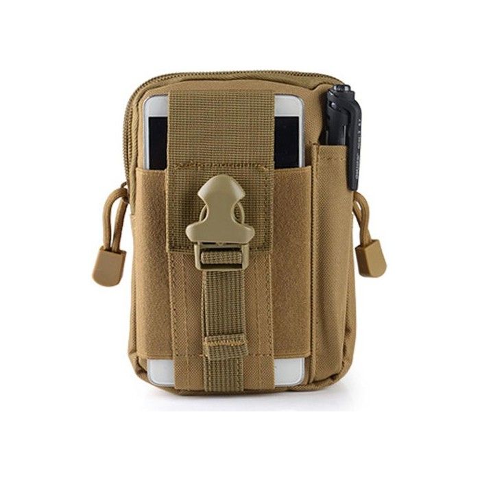 Sac tactique multifonction - Nylon 1000D résistant - Dimensions 17x12x6 cm - Fermeture éclair - 2 compartiments zippés