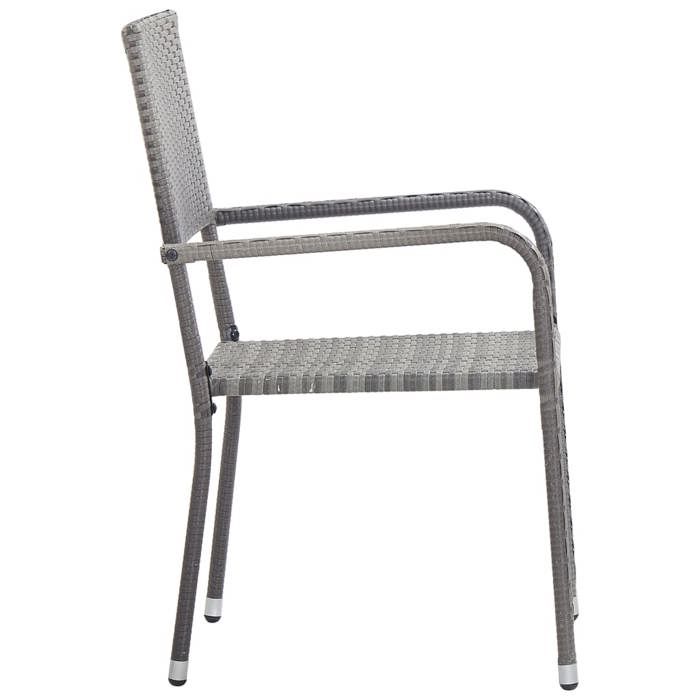 Mode Chaise à dîner de jardin empilable CHEZ YIYI Set de 2 Fauteuil de relaxation élégant gris résine tressée 51x60x87 c3310