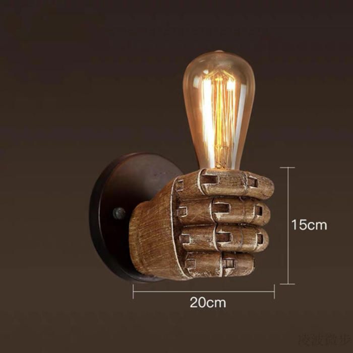 Lampe murale résine poing AUCUNE droite style original café déco