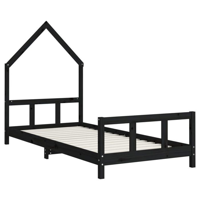 Lit tout-petit Noir - Cadre de lit pour enfant - Structure Maison Cabane pour Fille/Garçon -s noir 90x190cm bois de 4811274