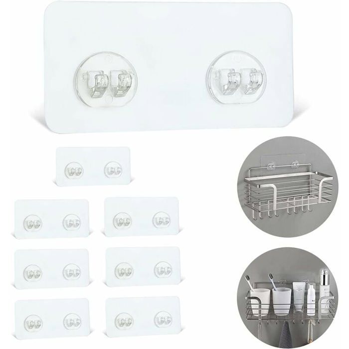 Lot de 8 crochets adhésifs de rechange pour étagère de douche crochets autocollants solides pour salle de bain panier de MIROIR
