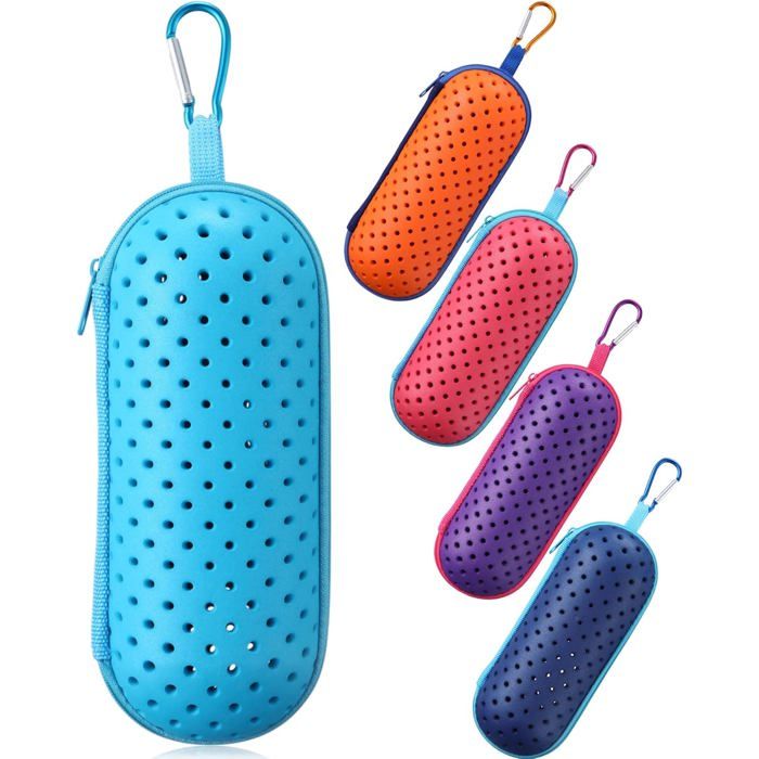 Lot de 5 étuis pour lunettes de natation EVA avec drainage fermeture zippée crochet multicolore