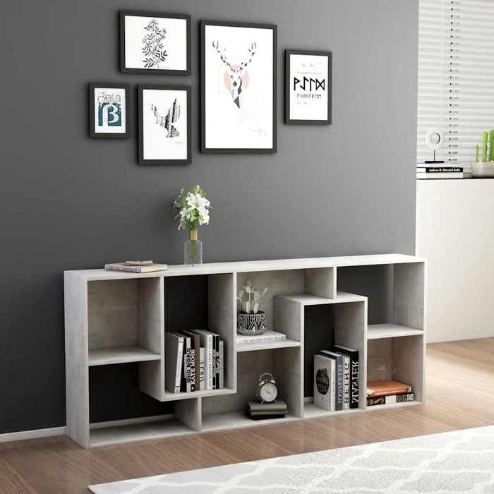 BESTLIFE Bibliothèque Gris béton 67x24x161 cm Bois dingénierieavec manuel de montage（58268869）VIDAXL