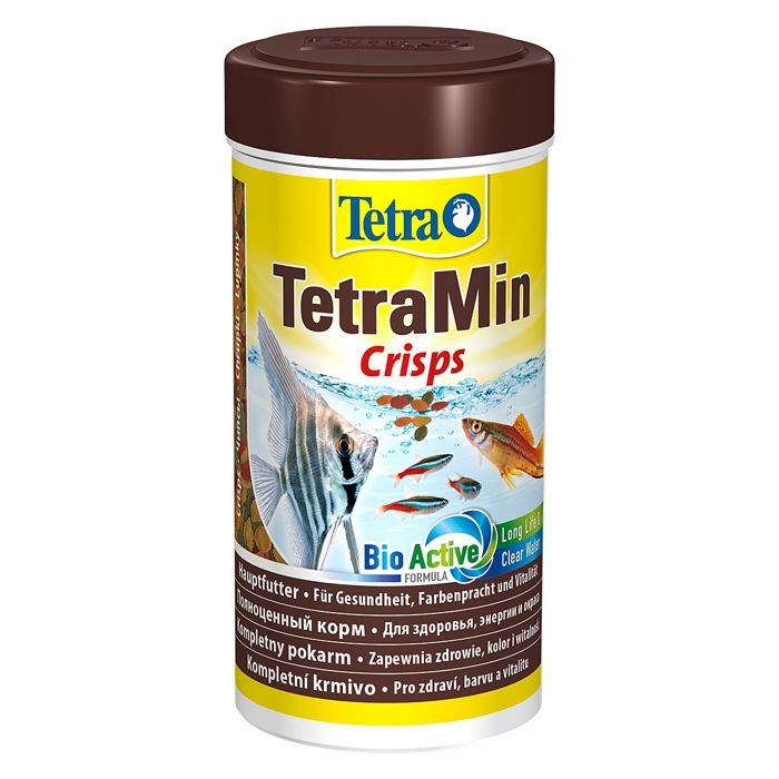 Aliment complet et nutritif pour poissons dornement sous forme de chips de 100 ml.