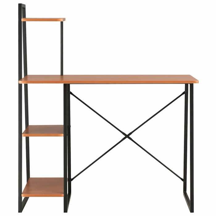 Brun Bureau dordinateur - NANAS - Design simple - avec étagère Noir et marron 102x50x117 cm &01_2461