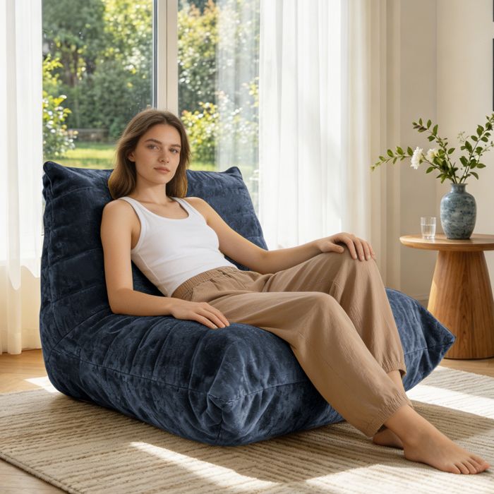 Pouf Souple HOMPANY Fauteuil Paresseux en Tissu Snow Neil pour Salon et Chambre à Coucher